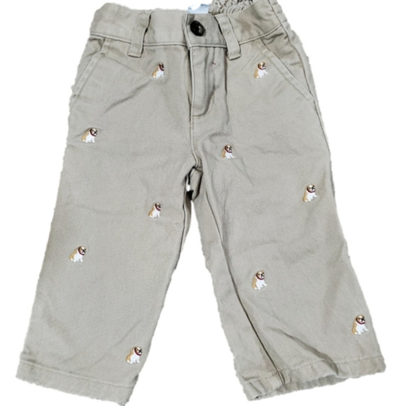 Janie and Jack Other - Janie and Jack Kakhi Puppy Embroidered Pants